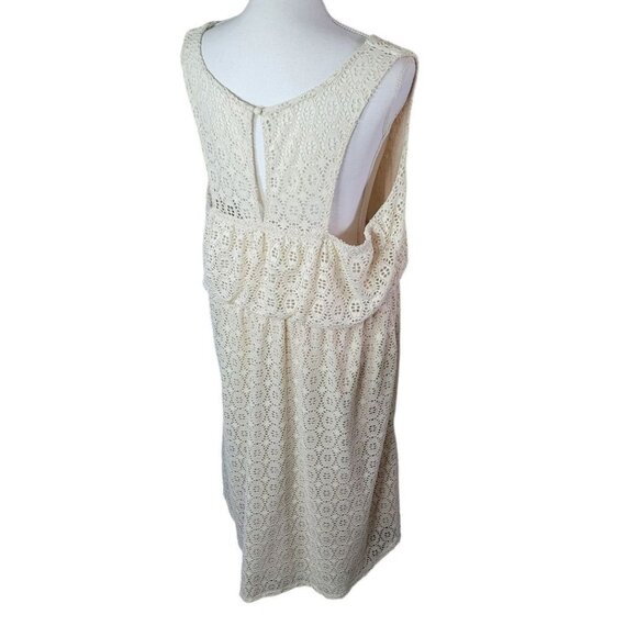 Maurices Plus Dress Womens 2X Doily Eyelet Lace Sleeveless Beaded Sequin Beige‎ - Picture 10 of 16